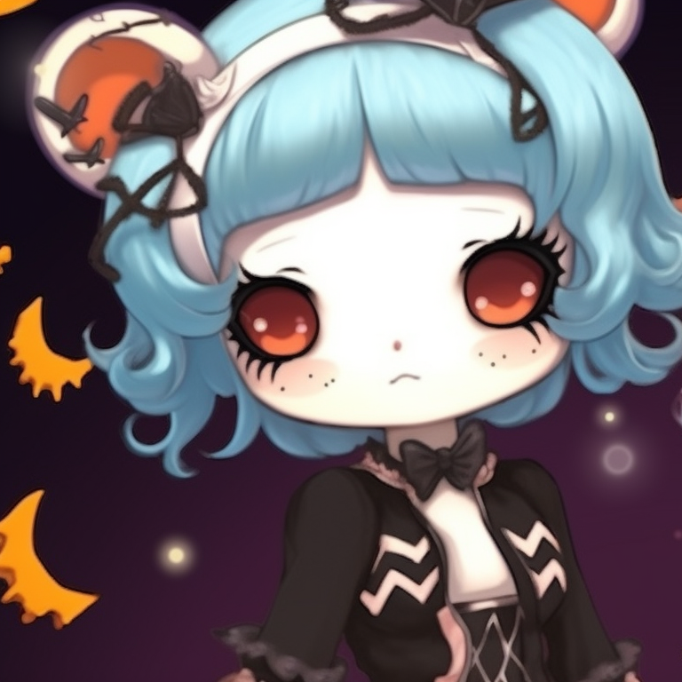 Two characters in Halloween-themed makeup, featuring bold colors and intricate details. my melody matching pfp halloween theme makeup pfp for discord.