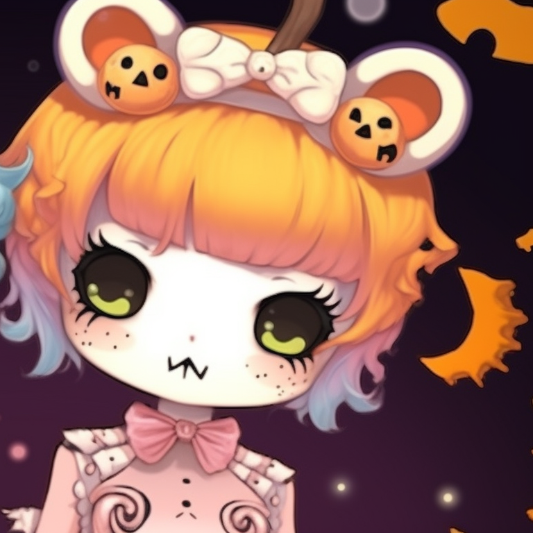 Two characters in Halloween-themed makeup, featuring bold colors and intricate details. my melody matching pfp halloween theme makeup pfp for discord.