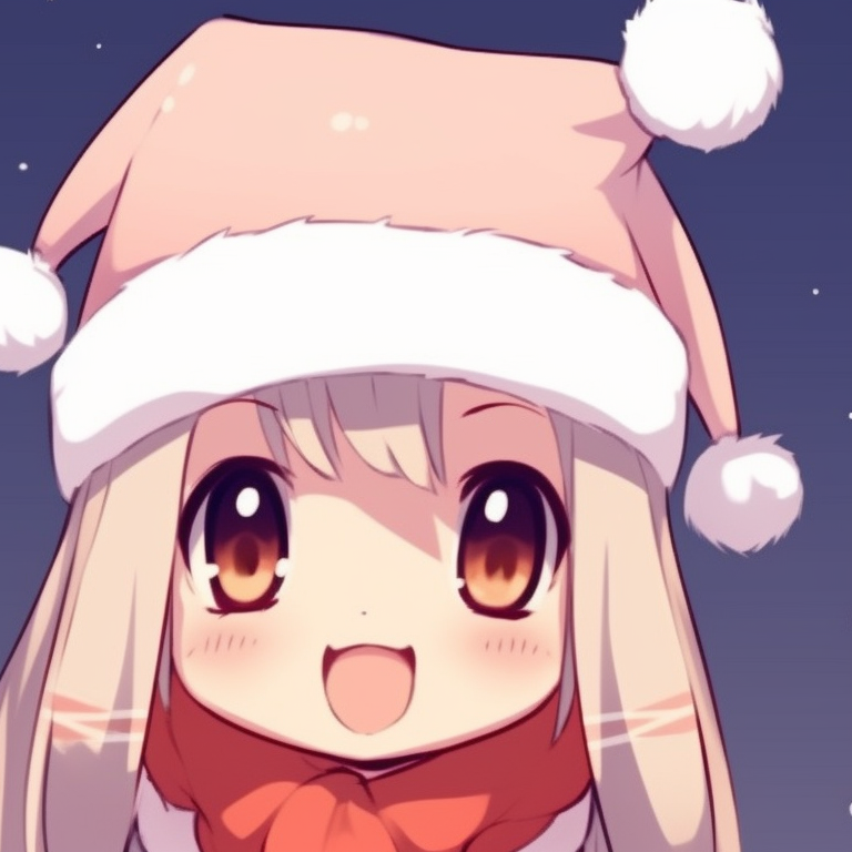 Two animal characters with cute Christmas hats, soft colors and minimalist style. creative matching discord christmas pfp options pfp for discord.