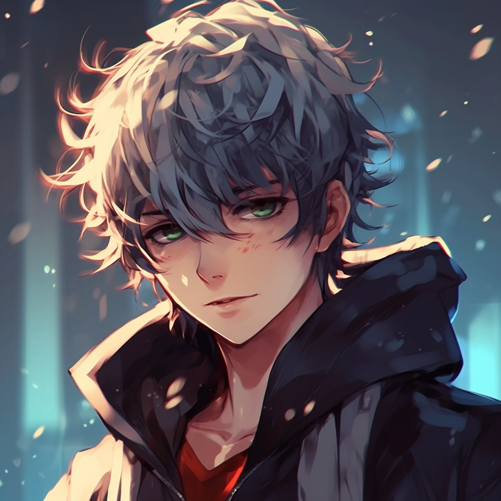 Anime warrior caught in mid-action, crisp linework and high contrast color scheme. premium anime pfp male pfp for discord.