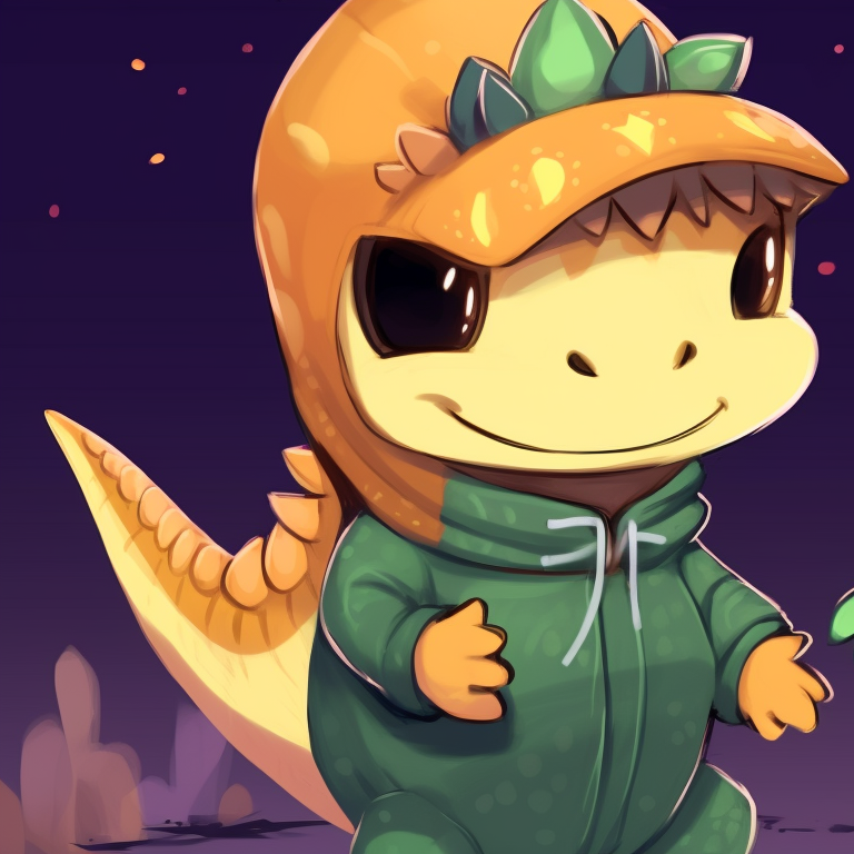 Two animated dinosaurs, one holding a pumpkin, the other with a broomstick, both masquerading for Halloween, illustrated in a friendly, cartoon style. adorable dino matching pfp halloween theme pfp for discord.