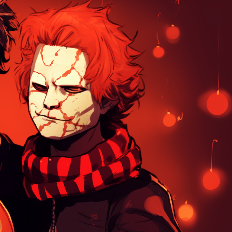 Two versions of Michael Myers both in Santa hats, one brandishing a candy cane and the other a Christmas present, a stark contrast of festive cheer and dark menace. christmas themed michael myers pfp pfp for discord.