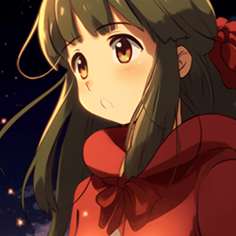 Two characters excitedly unwrapping a gift, detail in facial expressions and background. matching cute christmas pfp gif - holiday spirit pfp for discord.