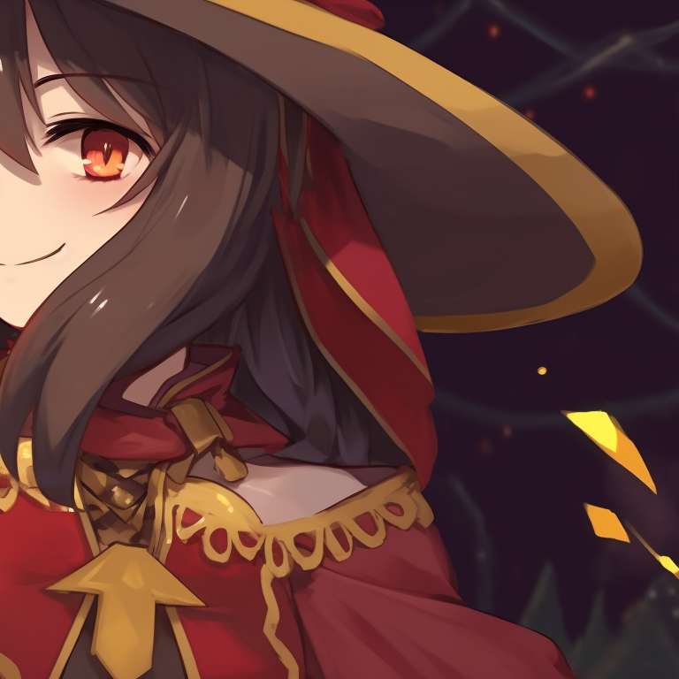 Two characters on a nighttime stroll, Christmas decorations in the background, warm colours and soft shading. megumin christmas pfp collection pfp for discord.