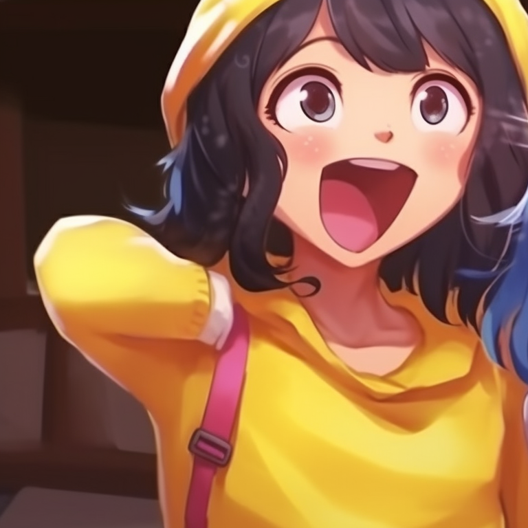 Two characters, exaggerated comic effects and bright tones, a combined outburst of laughter. laugh out loud girl matching pfp pfp for discord.