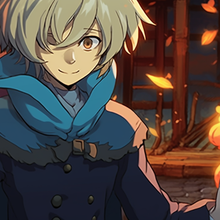 Howl and Sophie in Halloween themed outfits, dark tones and sharp art style, standing against the backdrop of the moving castle. unseen howl's moving castle halloween themed matching pfp pfp for discord.