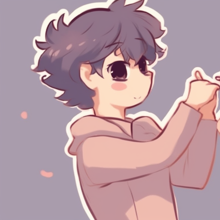 Two anime characters, sketchy lines and soft tones, laughing together over a shared joke. funny anime inspired matching pfp pfp for discord.