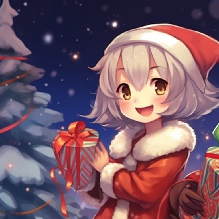 Two characters dressed as elves, colorful and fun design, sharing a candy cane. cute designs for matching christmas pfp pfp for discord.