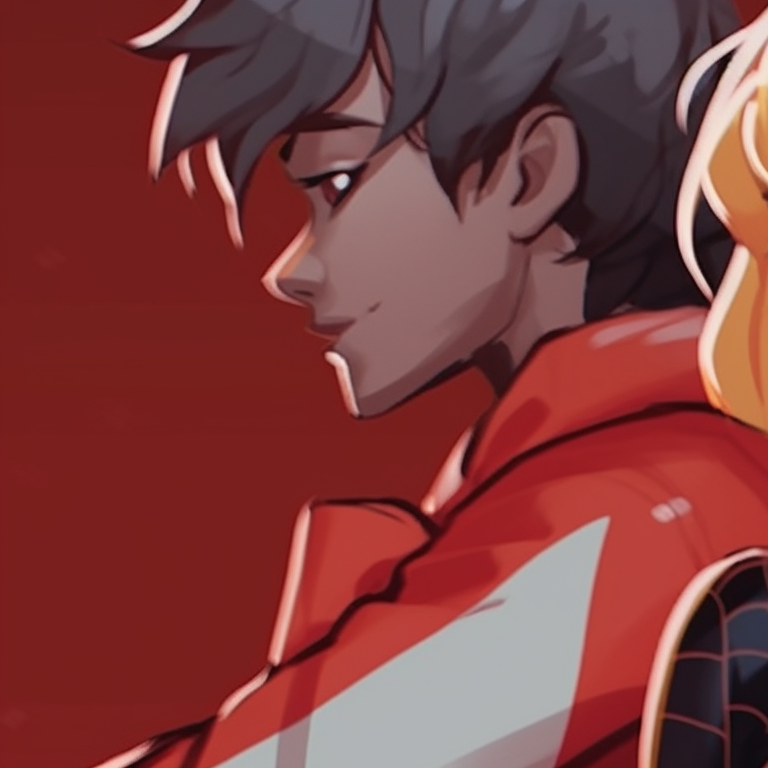 Miles on left pfp, Gwen on right pfp, connecting through shared comic-style borders. artistic miles and gwen matching pfp pfp for discord.