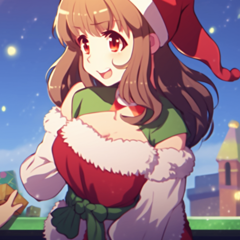 Two characters joyfully hugging, soft lighting and festive decorations present. matching cute christmas pfp gif - holiday spirit pfp for discord.