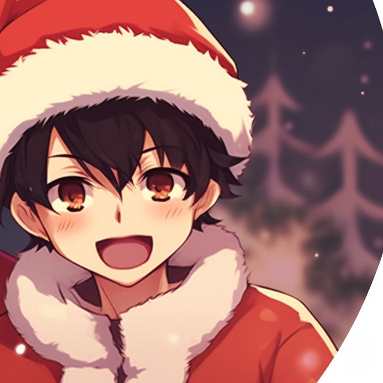 Twins in matching reindeer sweaters, vibrant colors and simple line art. cute matching christmas anime boy pfp pfp for discord.