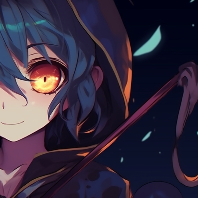 Two characters in vampire costumes, pale skin, deep red and black tones. charming halloween themed best friend matching pfp - spooky duo pfp for discord.