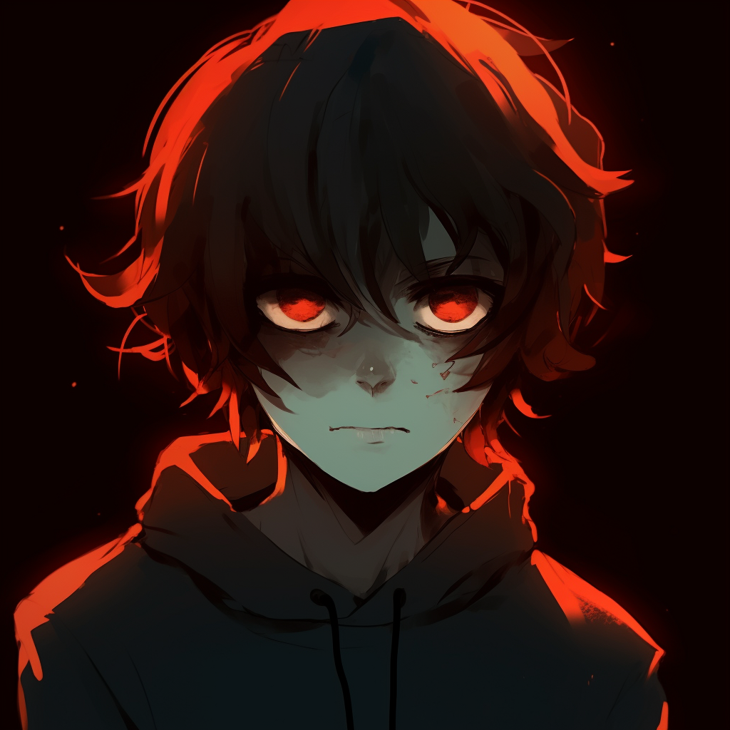 Profile of an angsty anime character, using a cool color scheme and detailed shading. crazy anime pfp boy illustration pfp for discord.