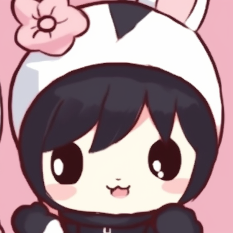 Two characters, My Melody and Kuromi, cute gothics with contrasting palettes. sanrio adorable matching pfp pfp for discord.