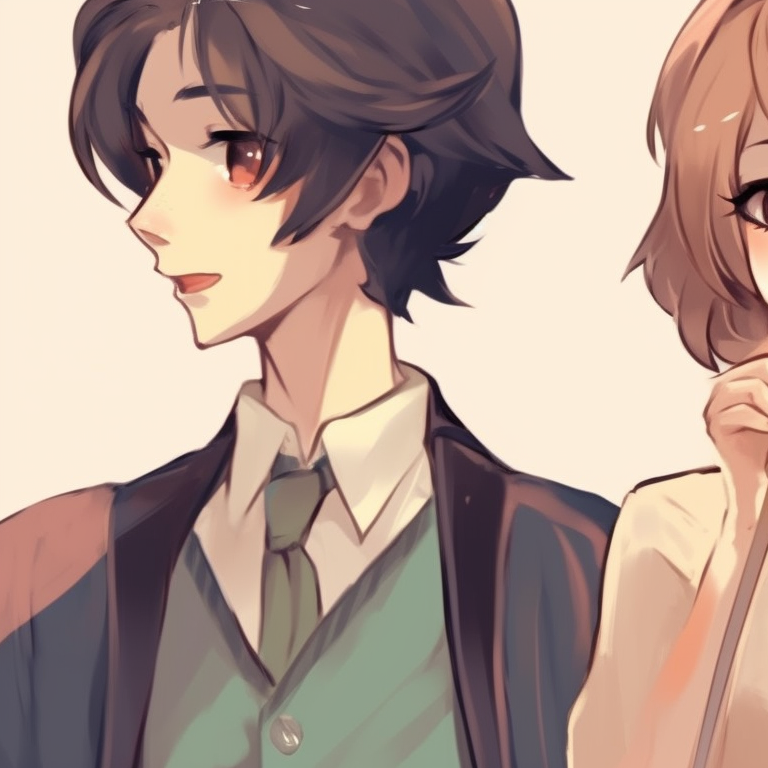 Three characters, intertwined fates, strong lines and intense expressions, symbolically united. classic matching trio pfp pfp for discord.