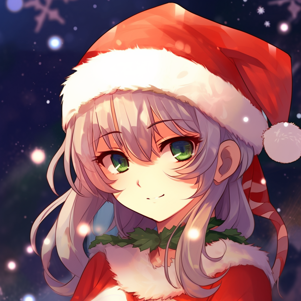 Anime girl building a snowman, depicting winter setting and joyful expressions cute anime christmas pfp