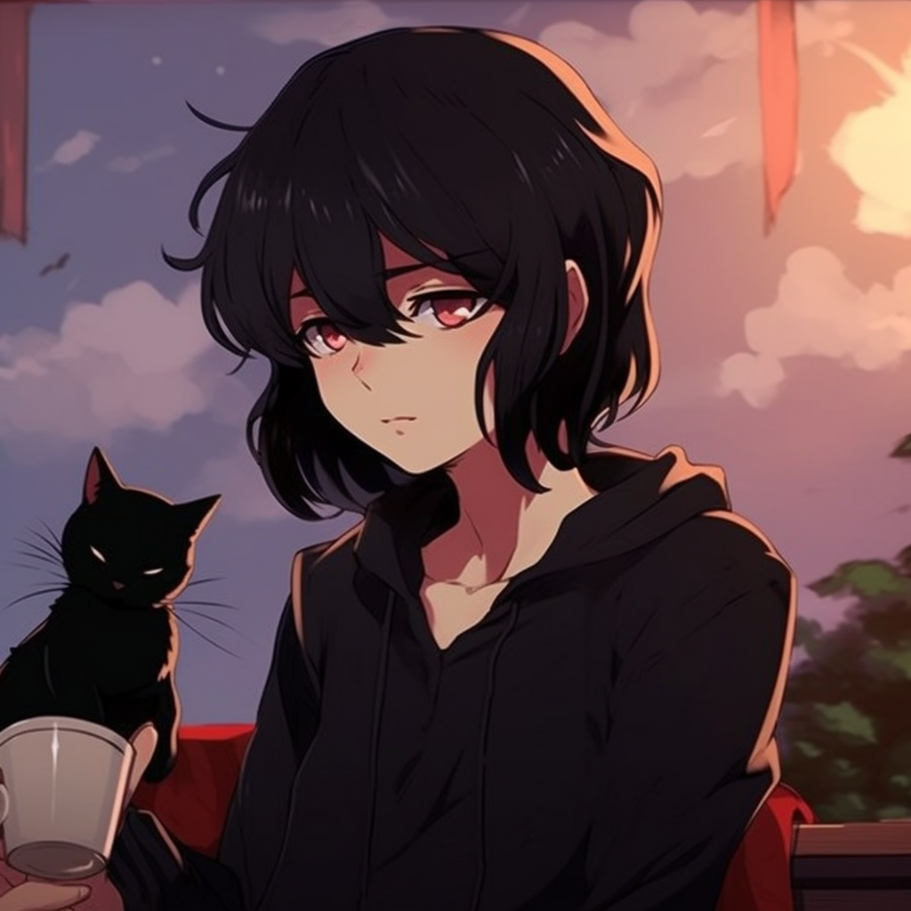 Jiji, the black cat from Kiki's Delivery Service, depicted in a cool pose with a chill atmosphere. characters' chill anime pfp