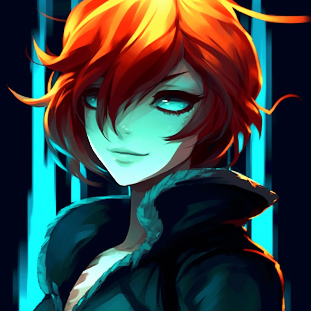 Nami against the sea backdrop, brilliant colors and intricate background.  stylish animated pfp