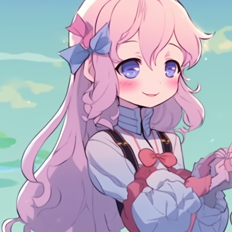 Close-up of four characters, bright colors with glittery accents, sharing a joyful moment. girly matching pfp for 4 friends pfp for discord.