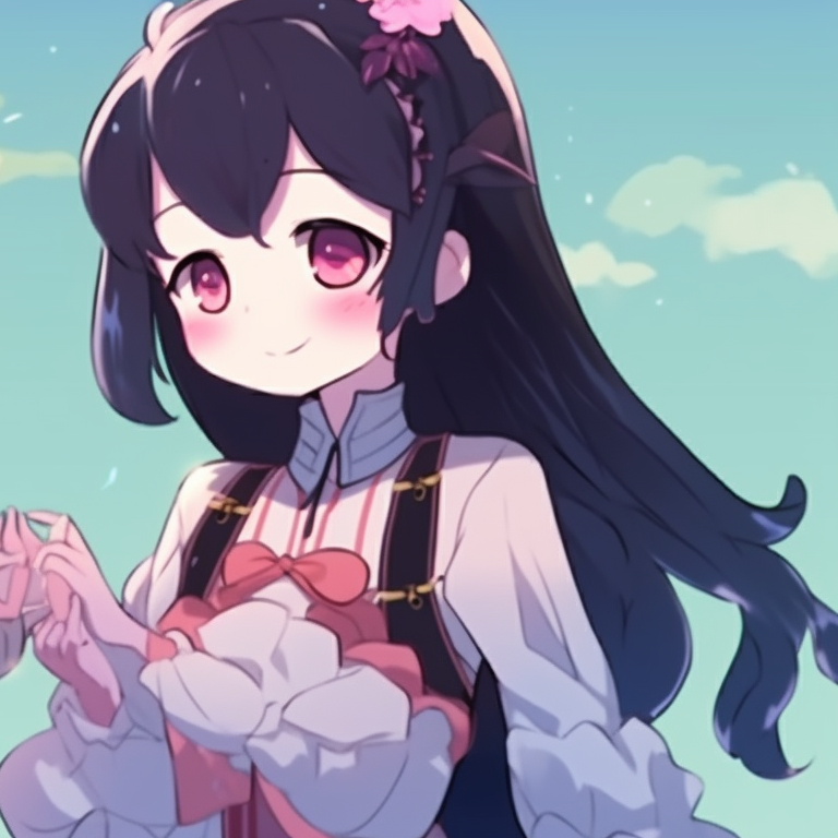 Close-up of four characters, bright colors with glittery accents, sharing a joyful moment. girly matching pfp for 4 friends pfp for discord.