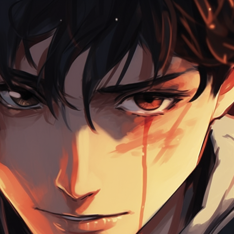 Two characters under a twilight sky, warm hues and calm expressions, subtly touching hands. real life matching pfp couples pfp for discord.