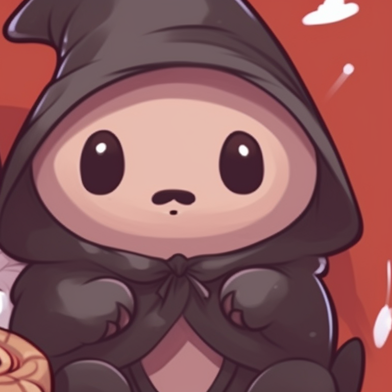 Milk and Mocha bear as tiny ghouls holding hands, a hint of spooky elements amidst their soft, comforting looks. creative halloween theme ideas for milk and mocha bear matching pfp pfp for discord.