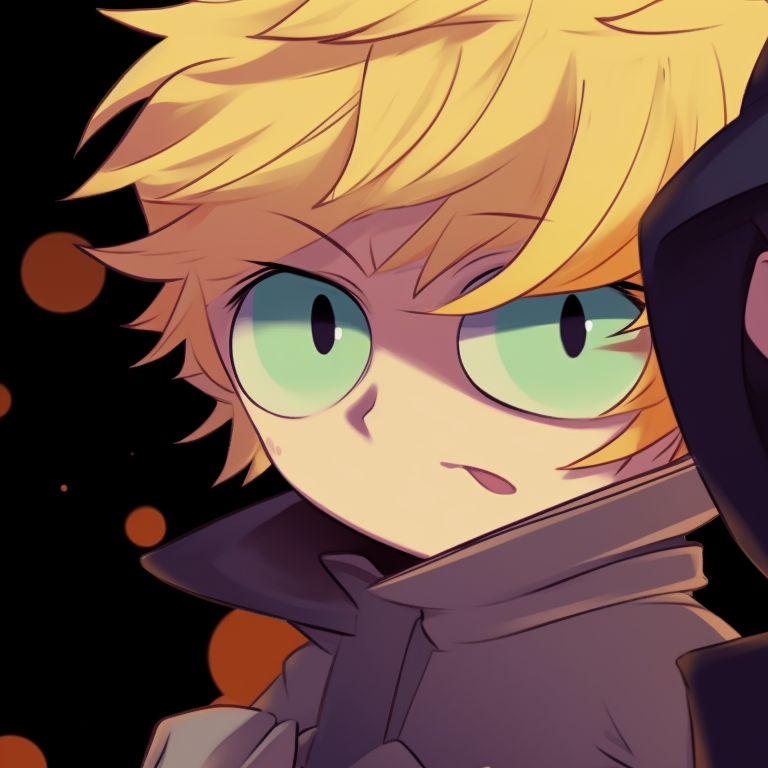 Tweek and Craig in a spooky setting, muted colors and gothic style. south park tweek and craig spooky theme pfp for discord.