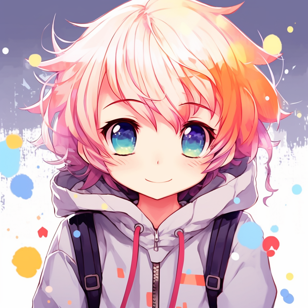 Anime boy wearing glasses, intricate details and cool color scheme. anime artistic pfp