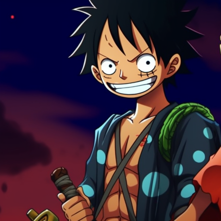 Luffy and Zoro in samurai-like Halloween costumes, dynamic lines and intense expressions. unique luffy and zoro halloween theme pfp pfp for discord.