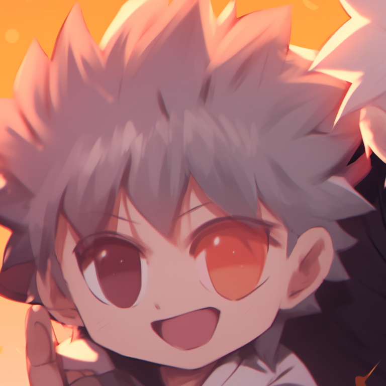 Killua and Gon outlined in purple glow, uncanny elements against a Halloween night. killua and gon matching pfp halloween theme inspiration pfp for discord.