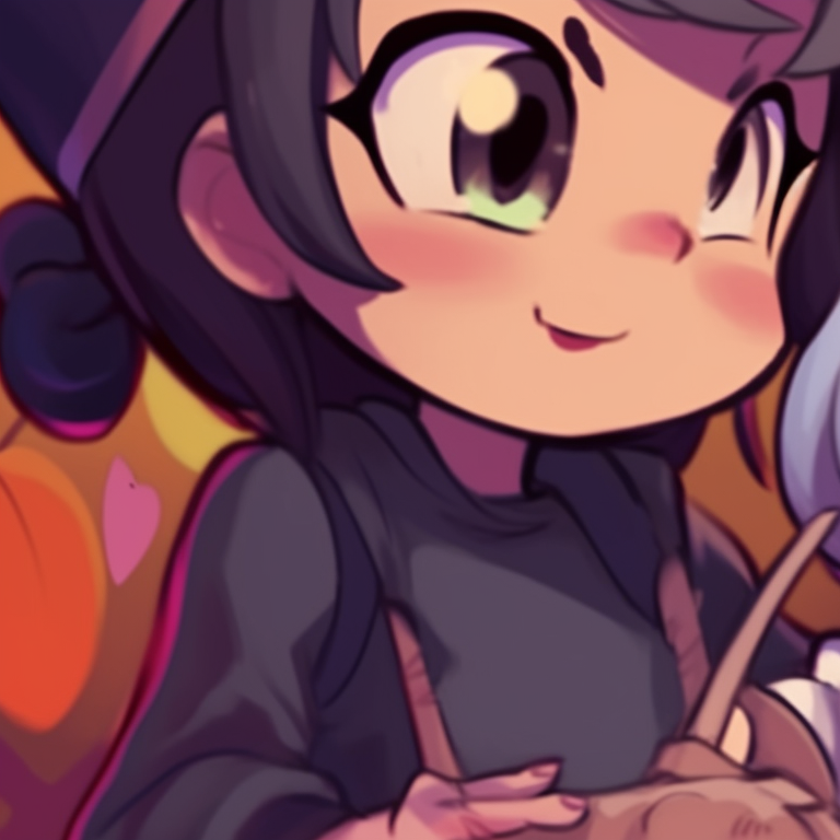 Luz and Amity under a glowing moon, cold colors with a hint of Halloween warmth. creative luz and amity matching pfp for halloween pfp for discord.