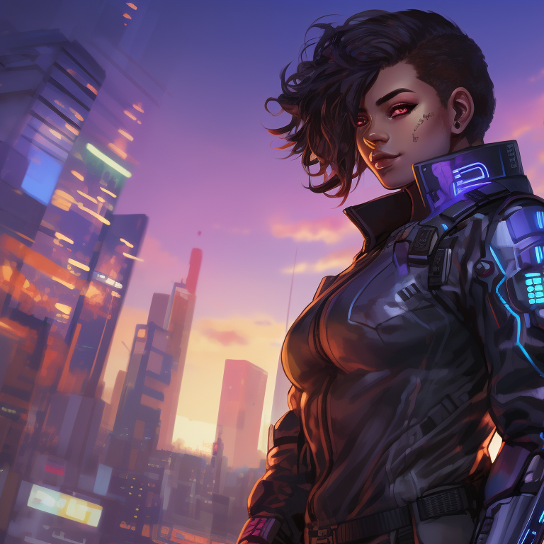 Two characters in high-tech tactical gear, lively colors, with a futuristic city in the background. valorant matching pfp characters pfp for discord.