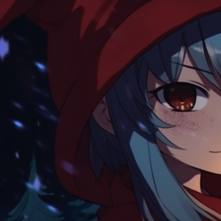 A pair of characters in elf outfits, darker undertones with sharp lines, set against a Halloween-themed decoration. unique anime christmas pfp blending halloween theme pfp for discord.