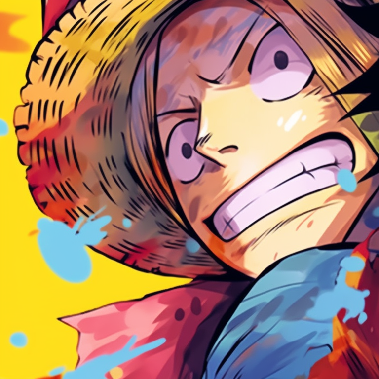 Two characters in battle stances, intense eyes with detailed weaponry. one piece matching pfp characters pfp for discord.