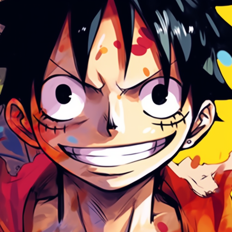 Two characters in battle stances, intense eyes with detailed weaponry. one piece matching pfp characters pfp for discord.