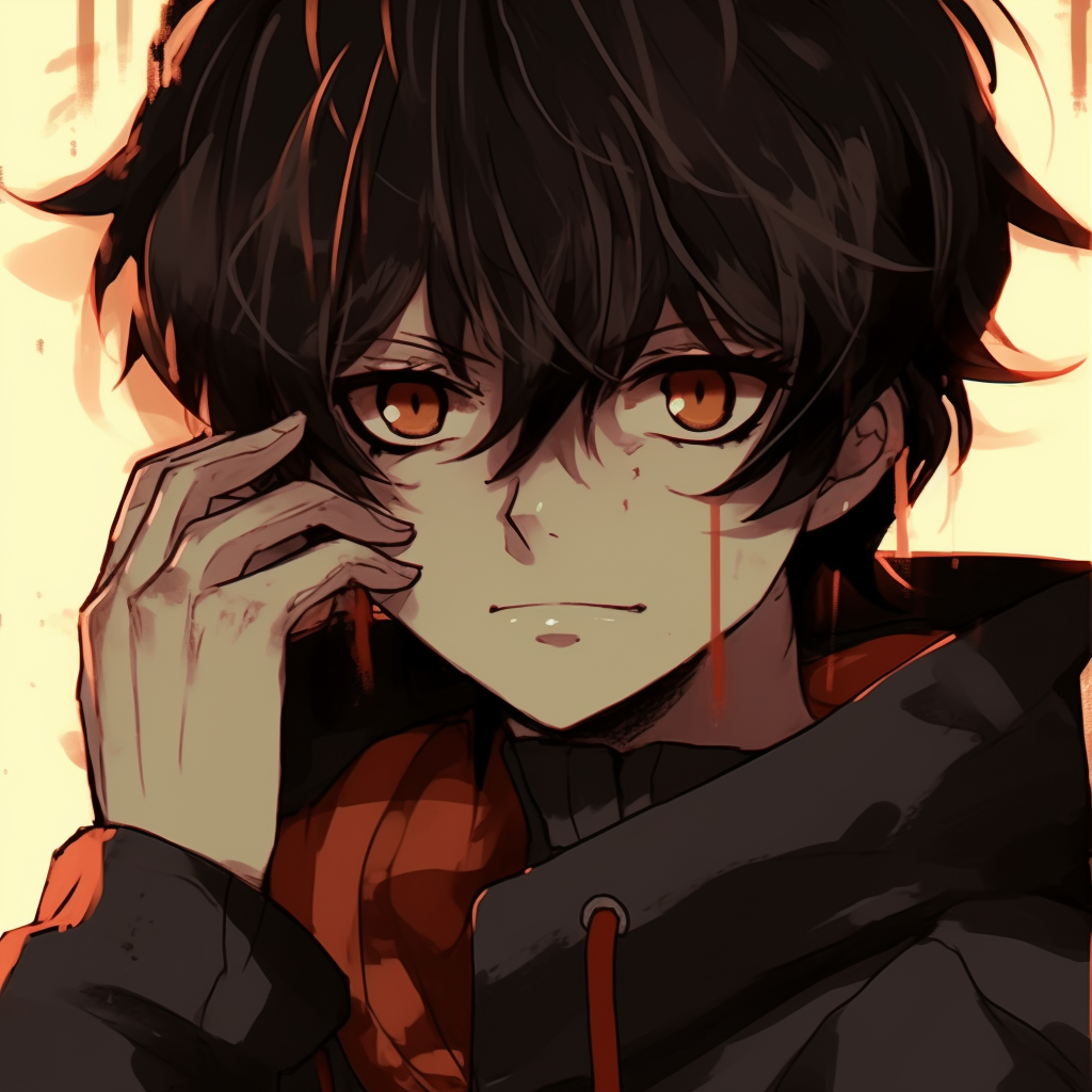 Anime boy dressed for battle, attention to detail in the costume design and dynamic pose. heroic anime pfp boy manga