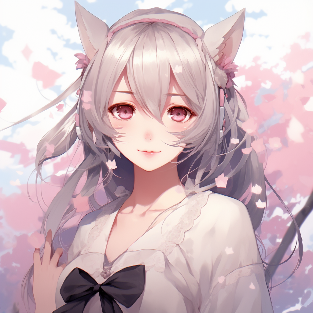 Sakura with a gentle smile, soft lighting and warm atmosphere. graceful female anime pfp pfp for discord.