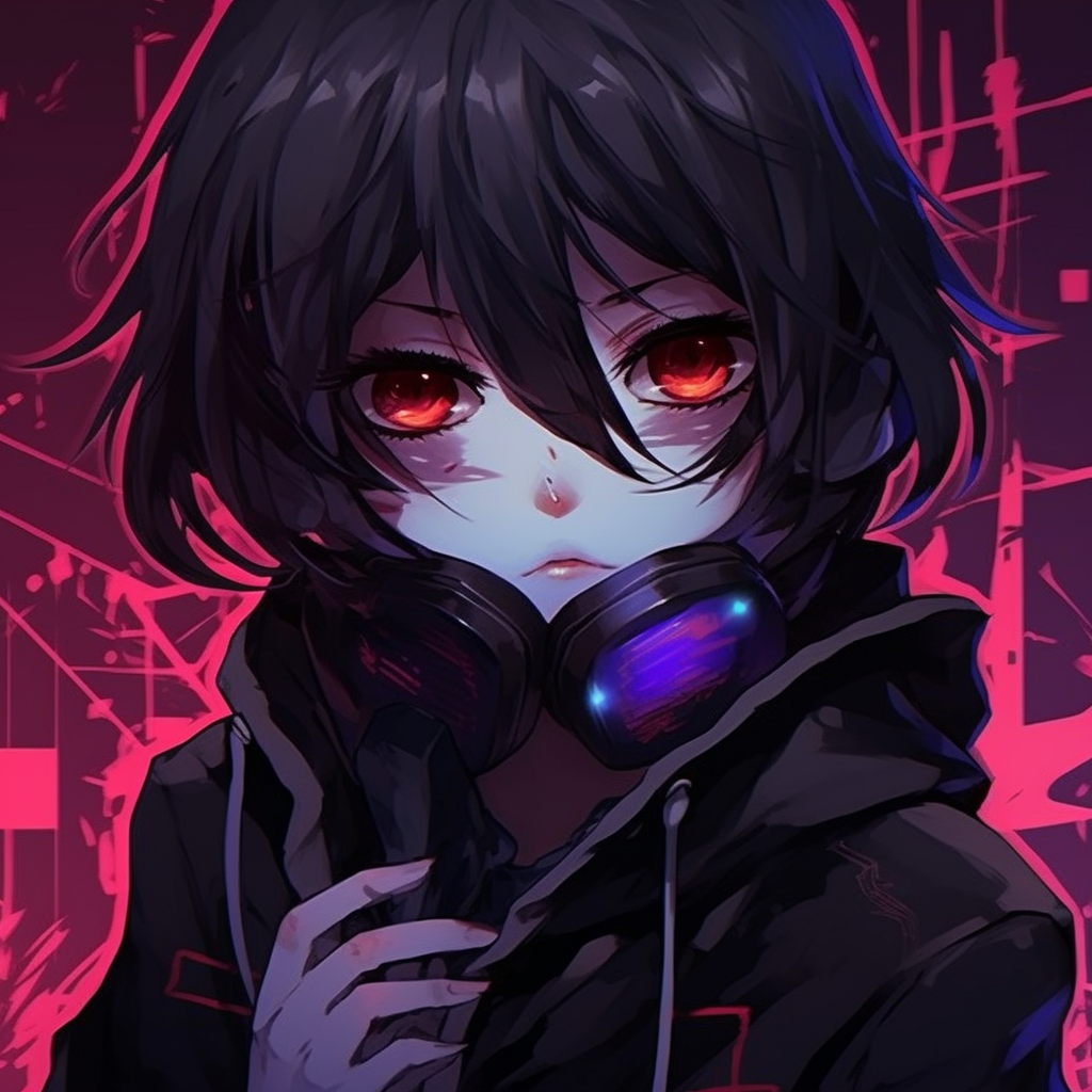 A gloomy emo anime character with a pierced heart, illustrating a sense of painful solitude. dark themed emo anime pfp