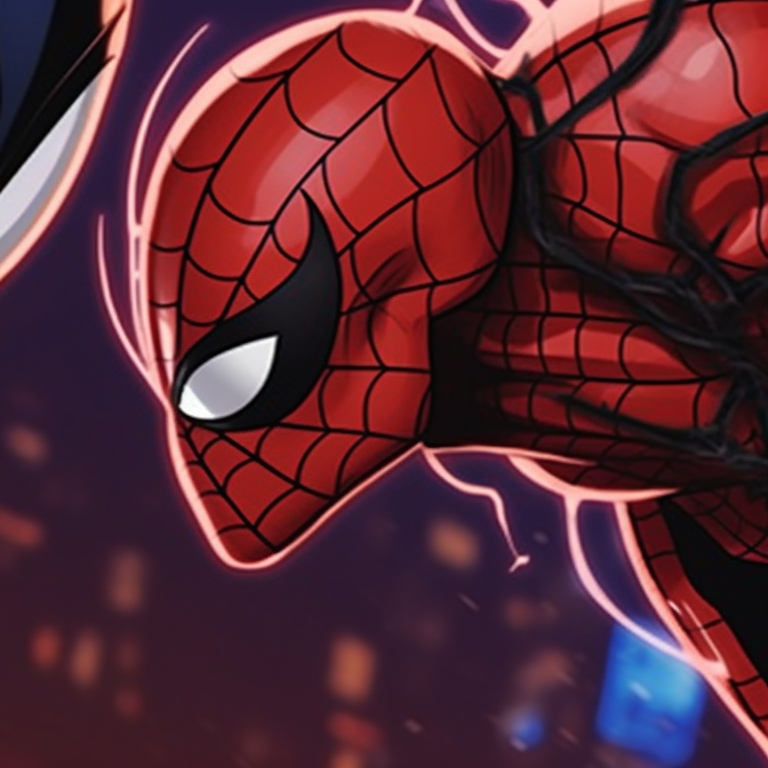 Spiderman and Vulture engaged in a high-altitude battle, portrayed with vivid colors and intense expressions. spiderman matching pfp comics pfp for discord.