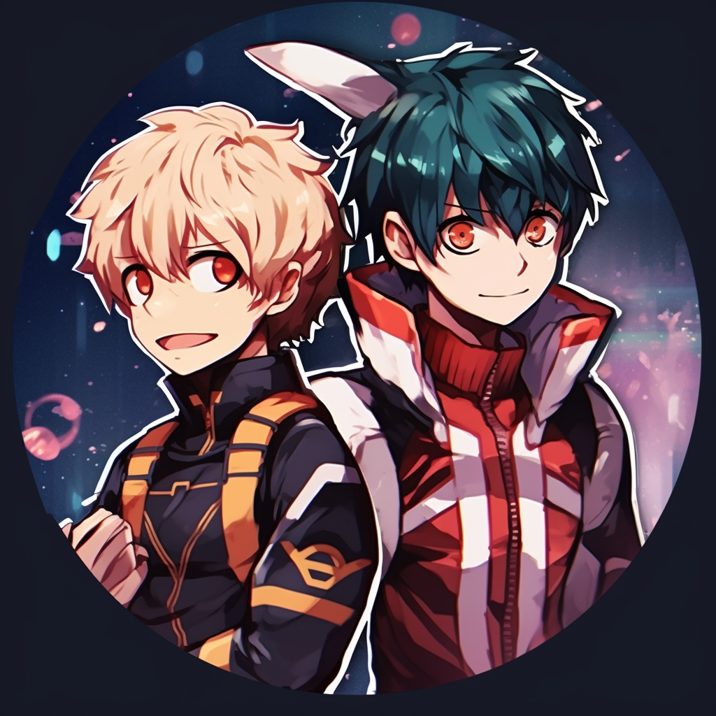 Dynamic pose of the My Hero Academia characters in an action sequence, emphasizing their unique abilities. anime 3 matching pfp popular choices