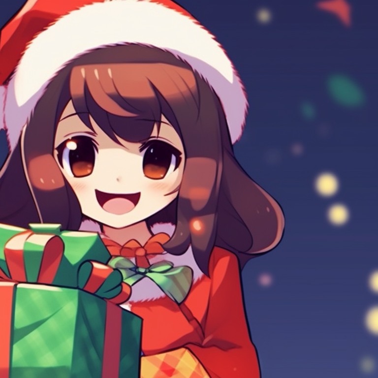 Two characters stringing Christmas lights together, pixel art style with high contrast and vivid hues. matching christmas pfp background for pixel art pfp for discord.