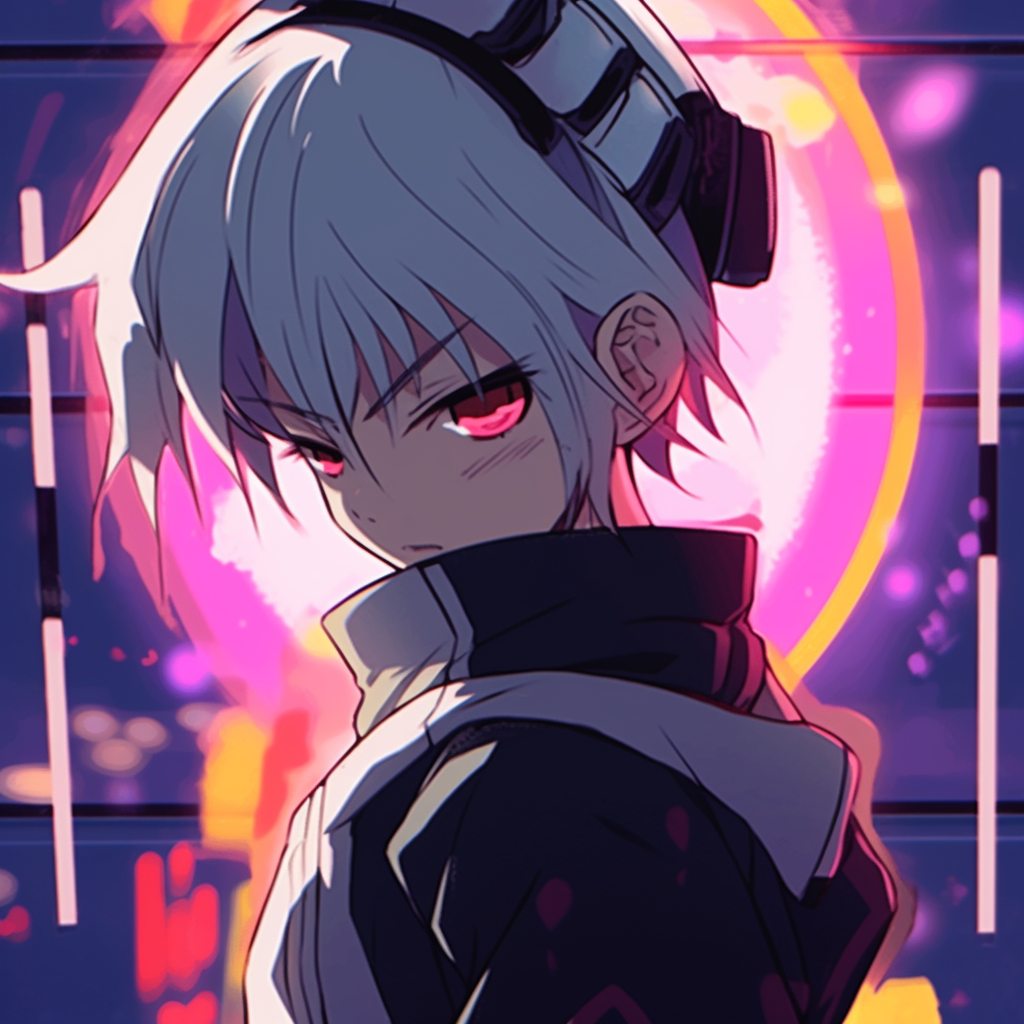 Modern take on anime profile picture, detailed character art with pop color palette. superb free animated pfp maker