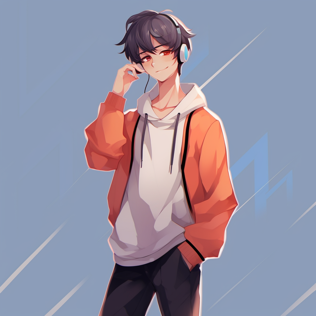 Anime guy in casual attire, trendy colors and minimalistic design. trendy anime guy pfp
