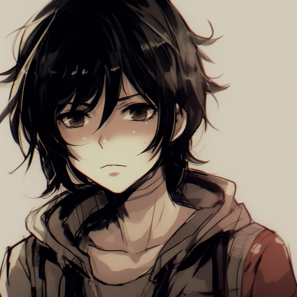 Detail-oriented rendering of Mikasa Ackerman, focused on eyes and hair, feature sharp lines. top rated manga anime pfp pfp for discord.