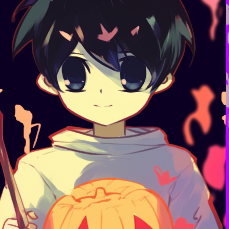Omori and Basil in Halloween costumes, bright colors, and high contrast unique omori themed halloween matching pfp ideas pfp for discord.