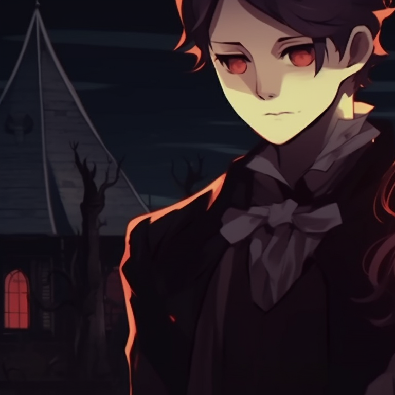 Two characters dressed as witches, dark colors and detailed shadows. unique non-anime halloween matching pfp themes pfp for discord.