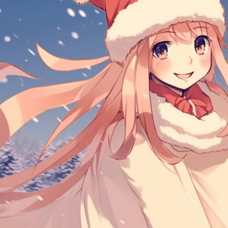 Two characters in winter attire, walking through a snowy landscape, pale and muted colors predominate in the image. vintage matching discord pfp christmas pfp for discord.
