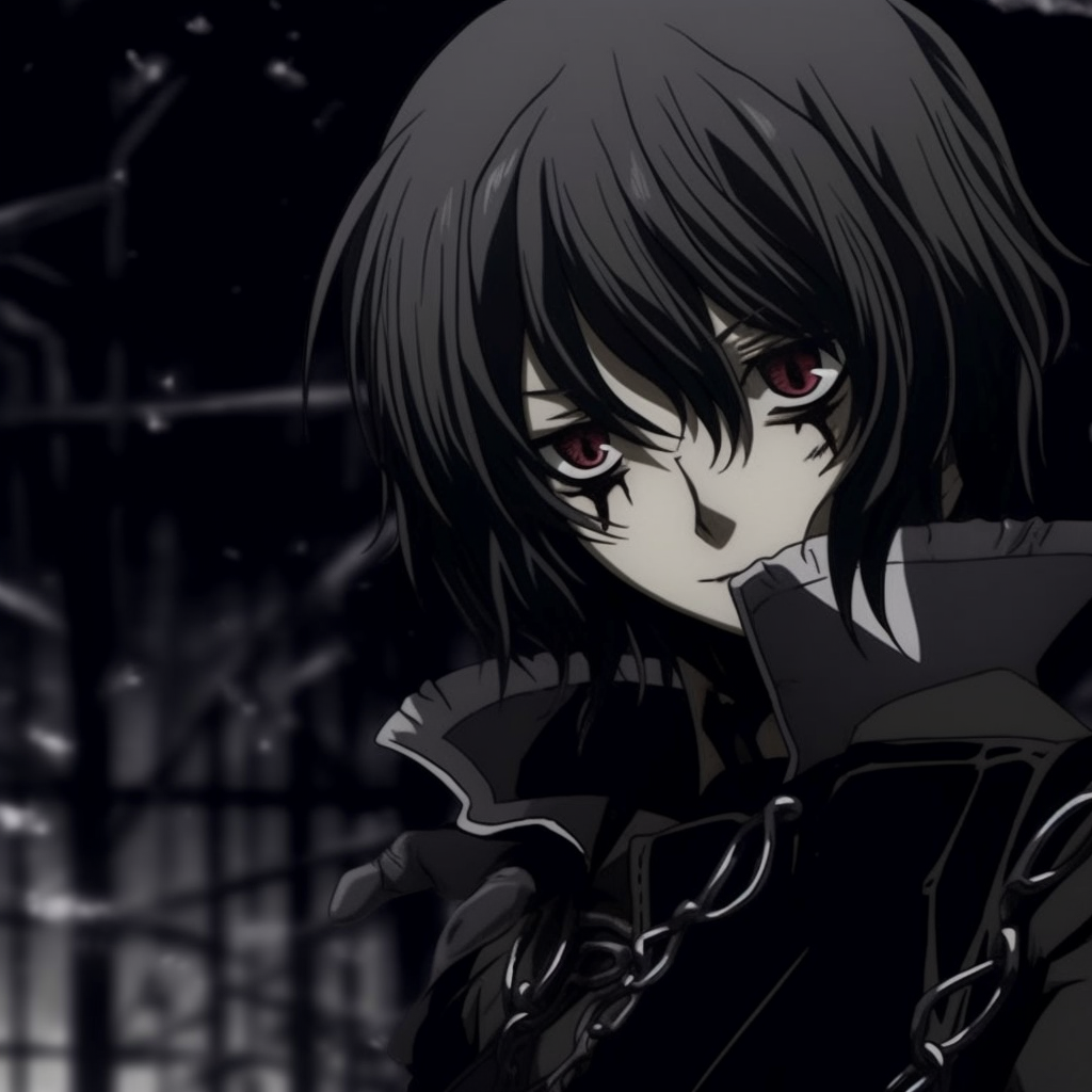 Intricate portrayal of Kaname Kuran captured in gothic aesthetics. gothic aesthetics in anime pfp