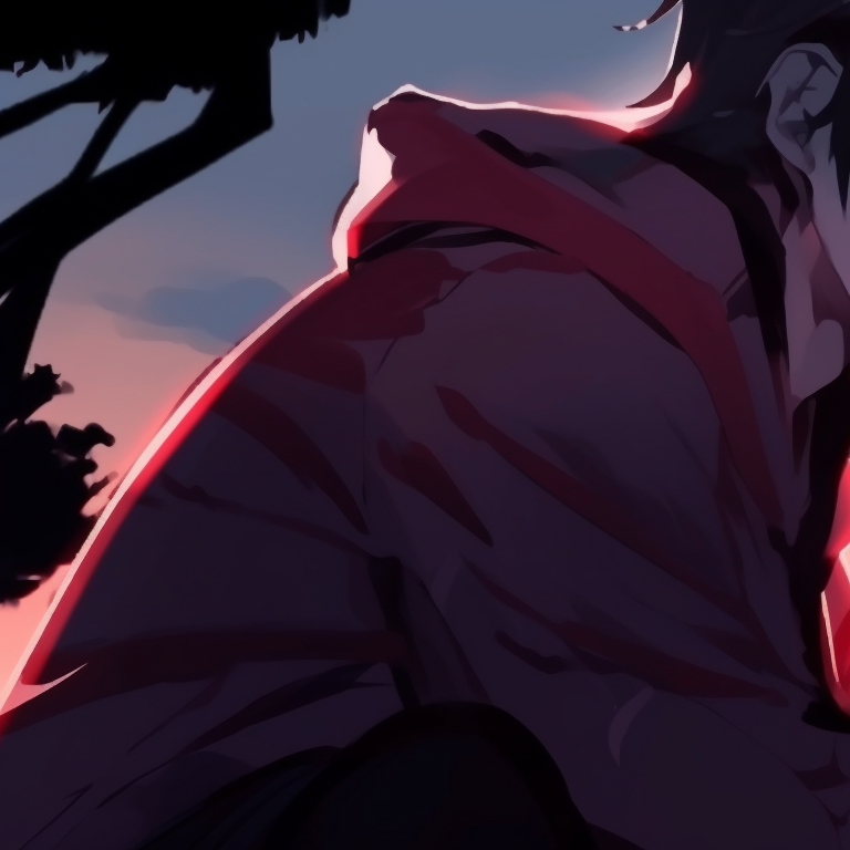 Two characters sitting under a full moon, heavy shadows and cool color palette. pinterest ideas for matching couples pfp halloween theme pfp for discord.