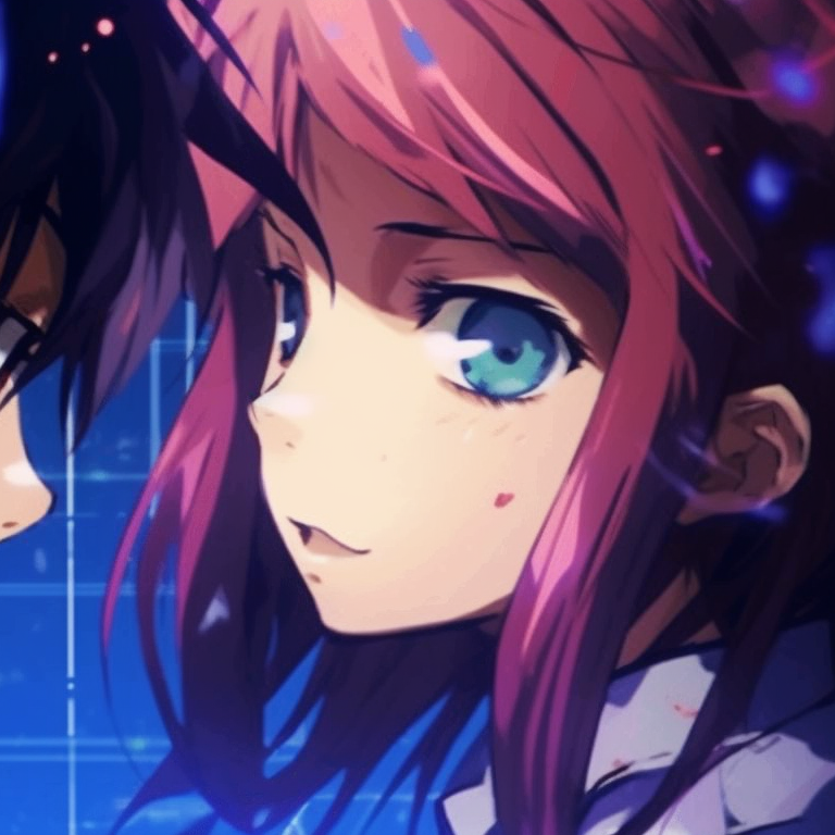 Two characters, romantic atmosphere, pastel shades dominating the scenery. attractive matching pfp gif pfp for discord.